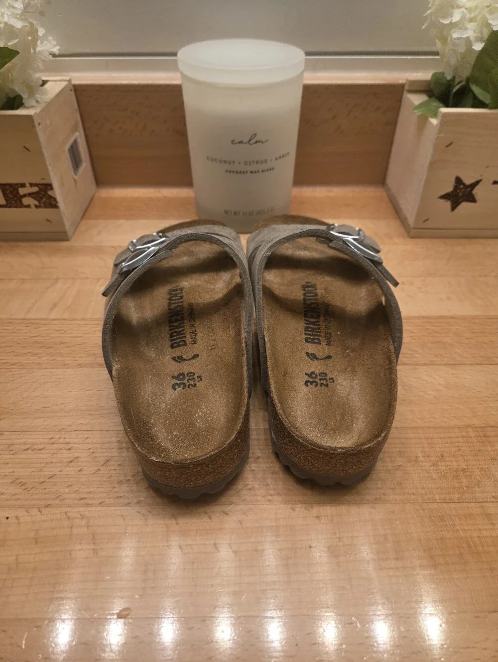Birkenstock Sydney Sandals Washed Metallic Silver Women's Size EU 36